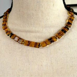 Amber-Toned Beaded Necklace